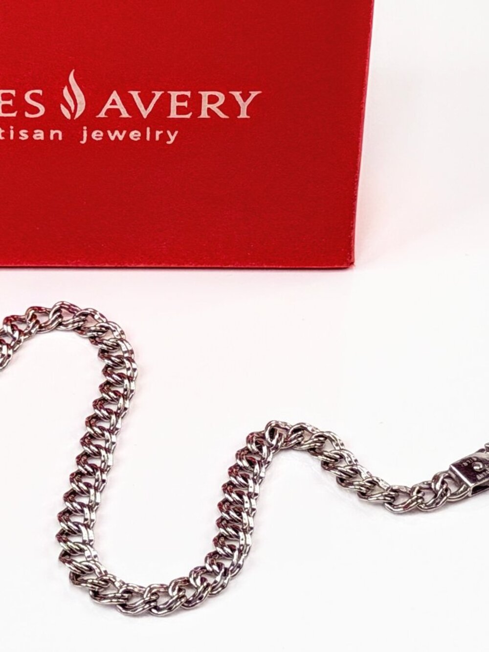 James Avery Sterling Silver Double Link Charm Bracelet 7" Box JR2163